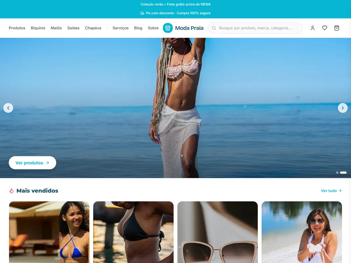 Print da loja de exemplo do tema Moda Praia