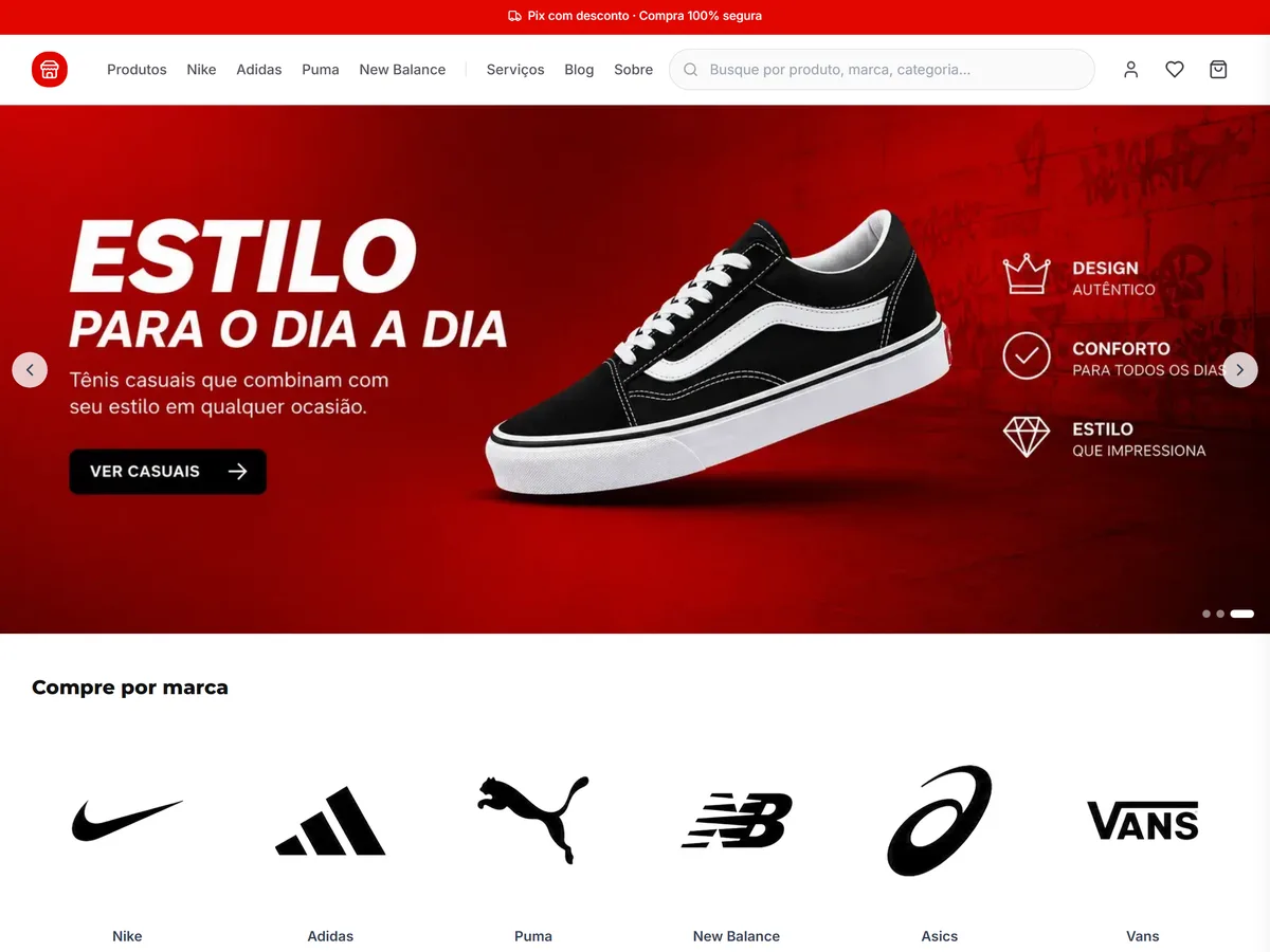 Print da loja de exemplo do tema Sport Performance