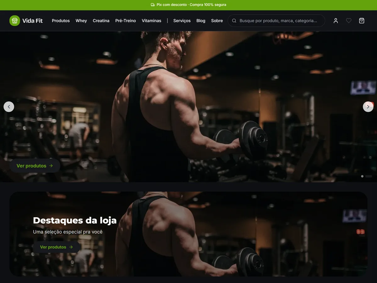 Print da loja de exemplo do tema Vida Fit